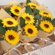 Boîte Cadeau de Fleurs de Savon – Bouquet de Deux Tournesols