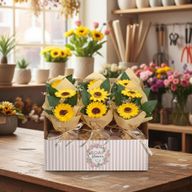 Boîte Cadeau de Fleurs de Savon – Bouquet de Deux Tournesols