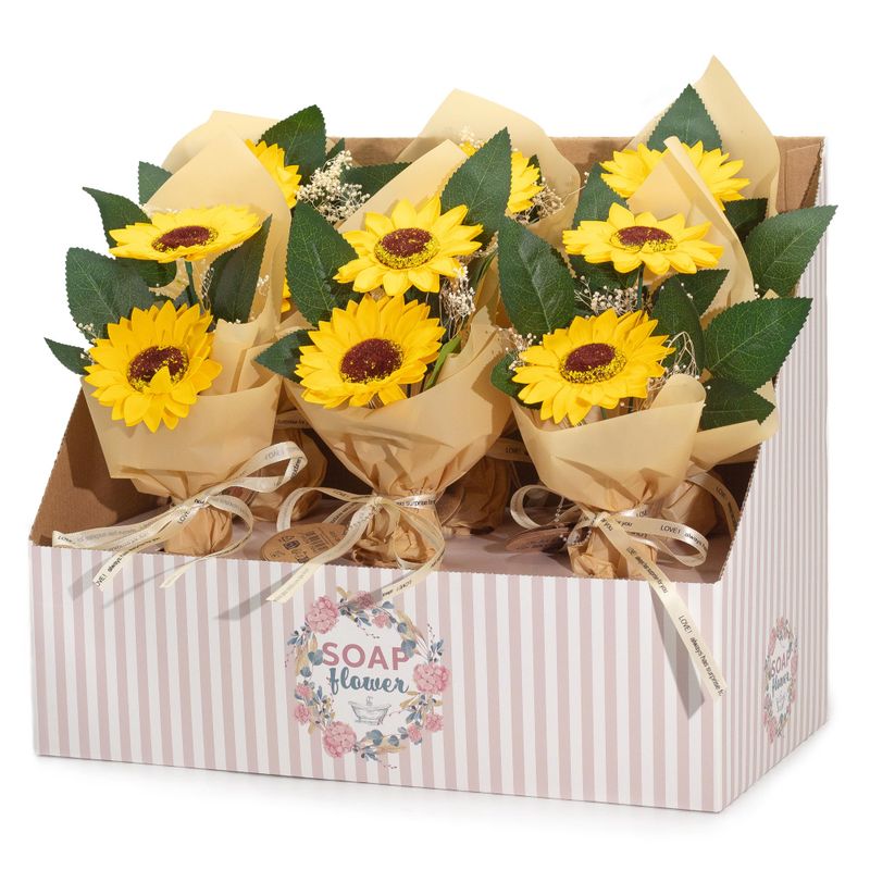 Boîte Cadeau de Fleurs de Savon – Bouquet de Deux Tournesols