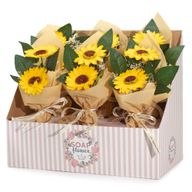 Boîte Cadeau de Fleurs de Savon – Bouquet de Deux Tournesols