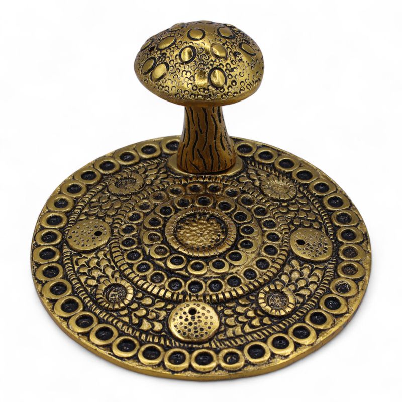Porte-encens Champignon, effet laiton