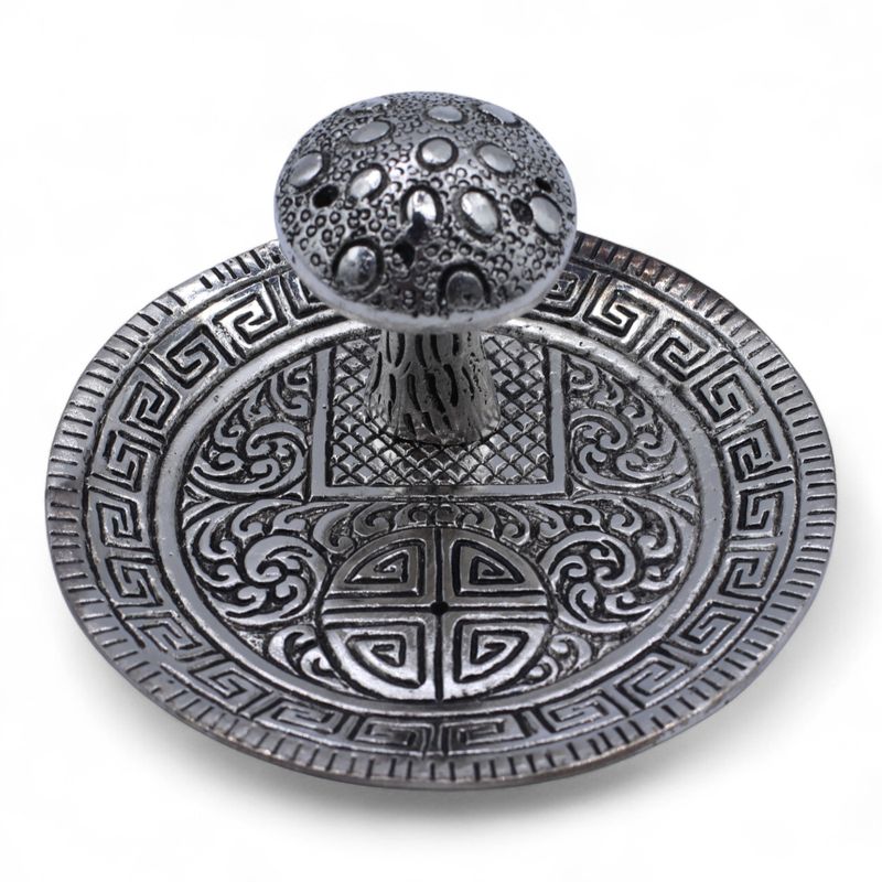 Porte-encens Champignon, effet argent