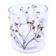 Porte-bougie droit en verre floral – Marguerite – 8x8 cm