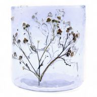 Porte-bougie droit en verre floral – Marguerite – 8x8 cm