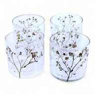 Porte-bougie droit en verre floral – Marguerite – 8x8 cm