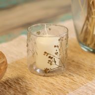 Porte-bougie droit en verre floral – Marguerite – 8x8 cm