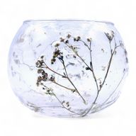 Porte-bougie bol en verre floral – Marguerite – 8x10 cm