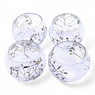 Porte-bougie bol en verre floral – Marguerite – 8x10 cm