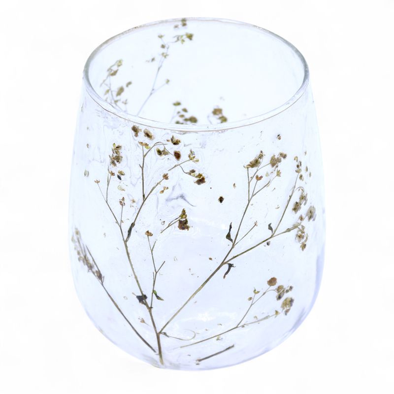 Porte-bougie vase en verre floral – Marguerite – 12x11 cm