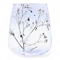 Porte-bougie vase en verre floral – Marguerite – 12x11 cm