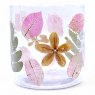Porte-bougie droit en verre floral – Printemps – 8x8 cm
