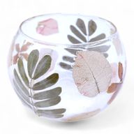 Porte-bougie bol en verre floral – Printemps – 8x10 cm