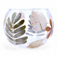 Porte-bougie bol en verre floral – Printemps – 8x10 cm