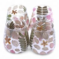 Porte-bougie vase en verre floral – Printemps – 12x11 cm