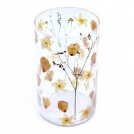 Grand porte-bougie vase en verre floral – Rose – 19x11 cm