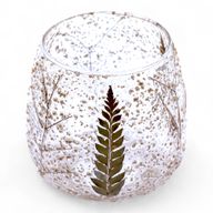 Porte-bougie droit en verre floral – Pin – 10x9 cm
