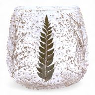 Porte-bougie droit en verre floral – Pin – 10x9 cm