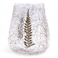 Grand porte-bougie bol en verre floral – Pin – 15x12 cm