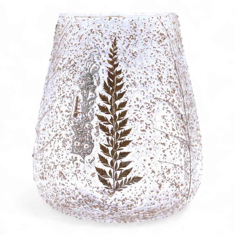 Grand porte-bougie bol en verre floral – Pin – 15x12 cm