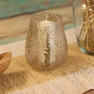 Grand porte-bougie bol en verre floral – Pin – 15x12 cm