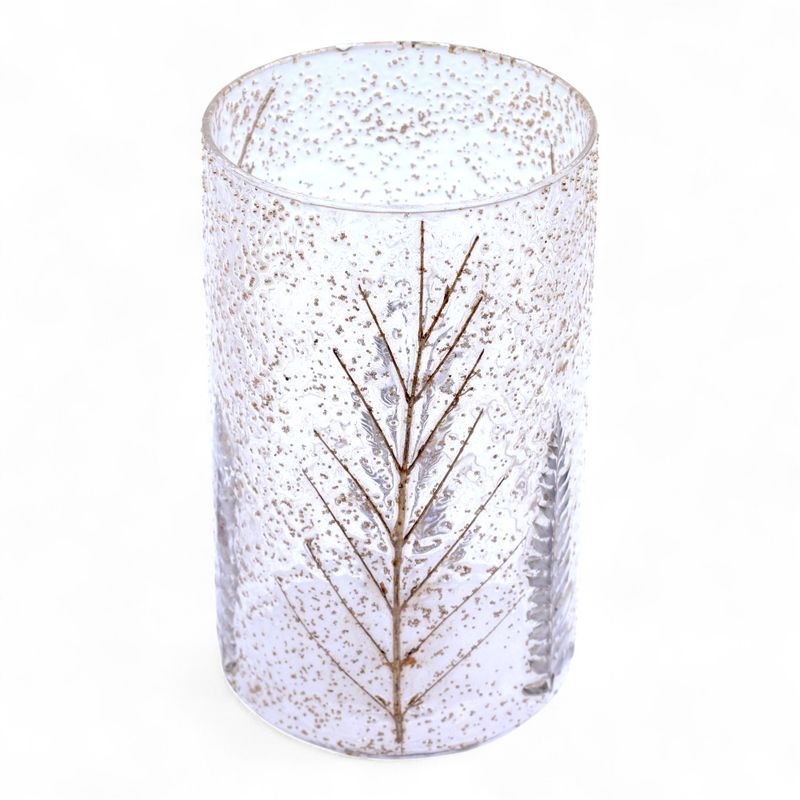 Grand porte-bougie vase en verre floral – Pin – 19x11 cm