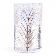 Grand porte-bougie vase en verre floral – Pin – 19x11 cm