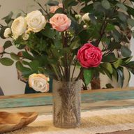 Grand porte-bougie vase en verre floral – Pin – 19x11 cm
