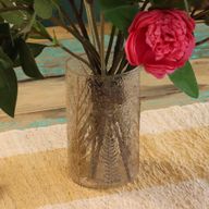 Grand porte-bougie vase en verre floral – Pin – 19x11 cm