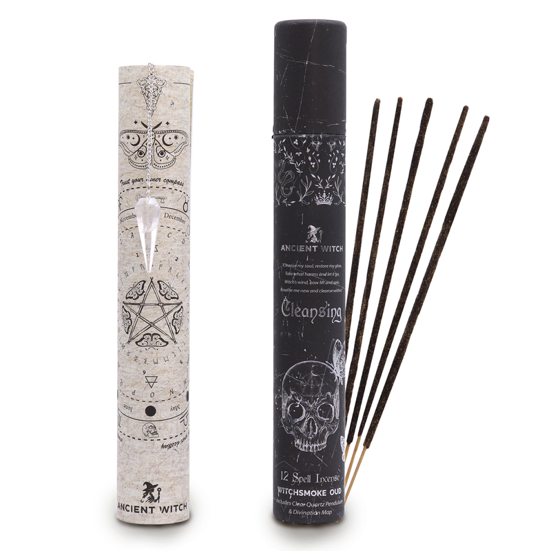 Tube Encens sortilège Ancient Witch – Purification – Pendule Cristal de Roche
