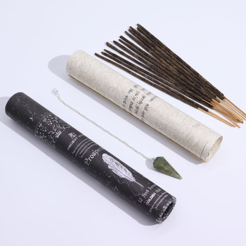 Tube Encens sortilège Ancient Witch  – Prospérité – Pendule Aventurine