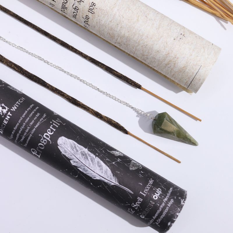 Tube Encens sortilège Ancient Witch  – Prospérité – Pendule Aventurine