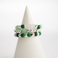 Ensemble de bagues Esprit de Nymphe – Esprit de la forêt – Aventurine, malachite et quartz rose