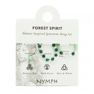 Ensemble de bagues Esprit de Nymphe – Esprit de la forêt – Aventurine, malachite et quartz rose