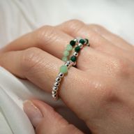 Ensemble de bagues Esprit de Nymphe – Esprit de la forêt – Aventurine, malachite et quartz rose