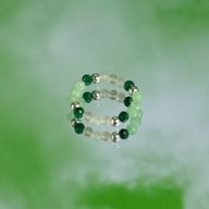 Ensemble de bagues Esprit de Nymphe – Esprit de la forêt – Aventurine, malachite et quartz rose