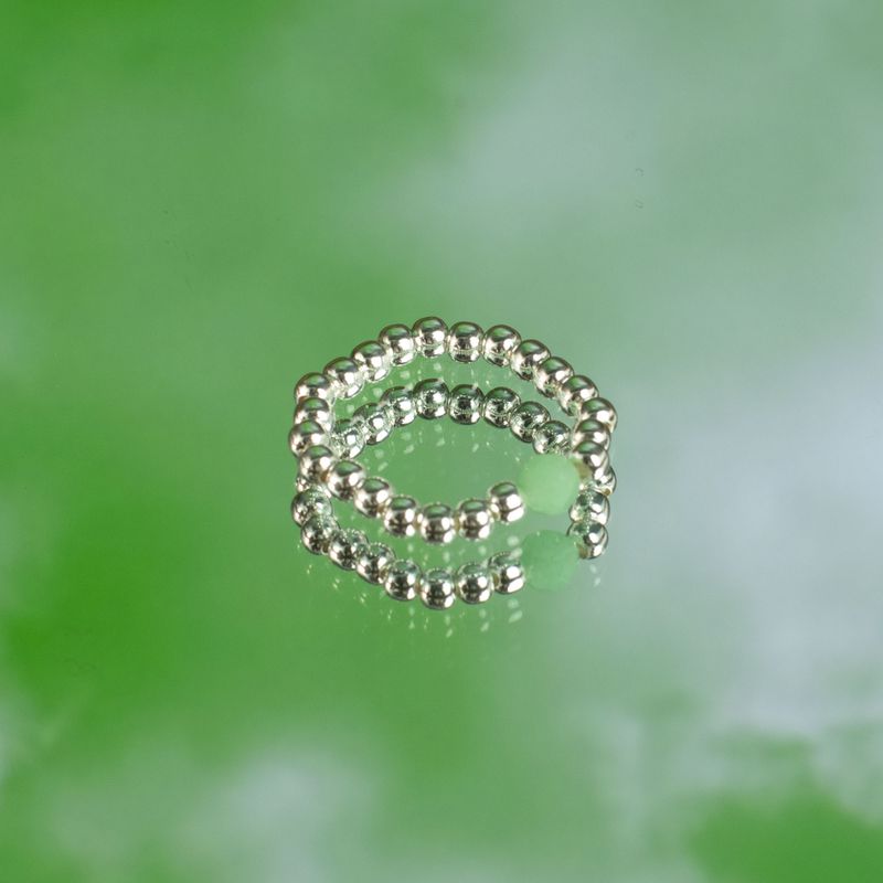Ensemble de bagues Esprit de Nymphe – Esprit de la forêt – Aventurine, malachite et quartz rose
