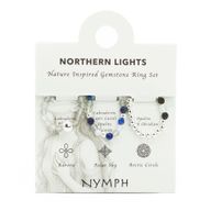 Ensemble de bagues Esprit de Nymphe – Aurore boréale – Lapis-lazuli, labradorite, opalite, fluorite et obsidienne noire Ancient Wisdom Giftware Supplier
