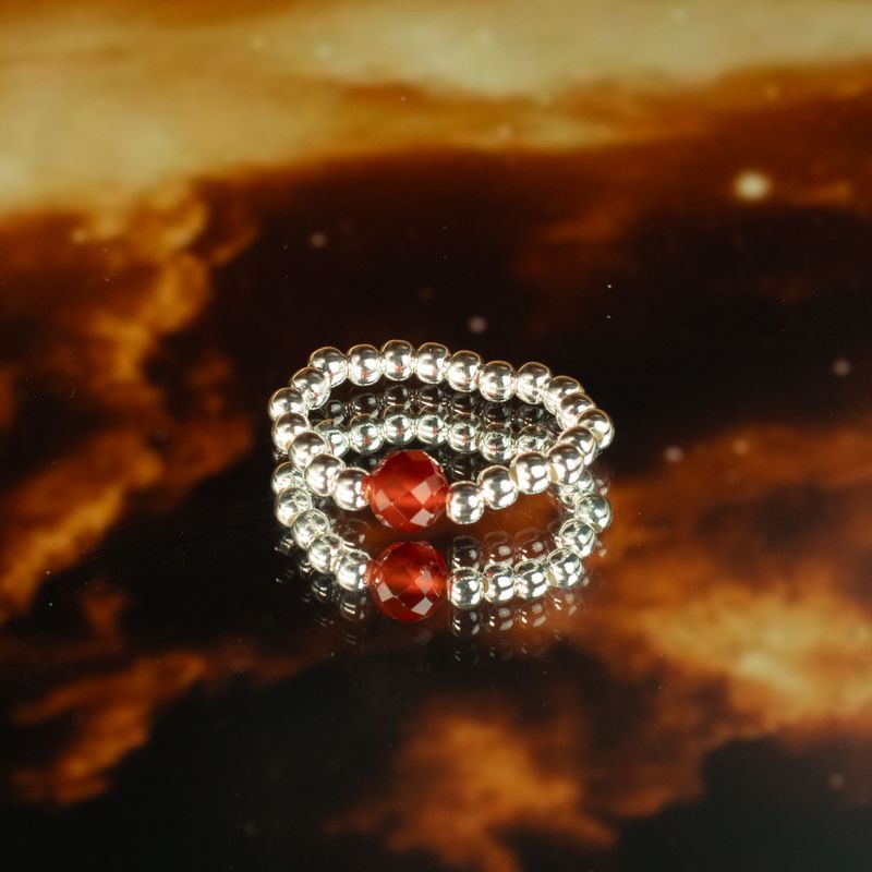 Ensemble de bagues Esprit de Nymphe – Amour & Flamme – Quartz rose et rubis