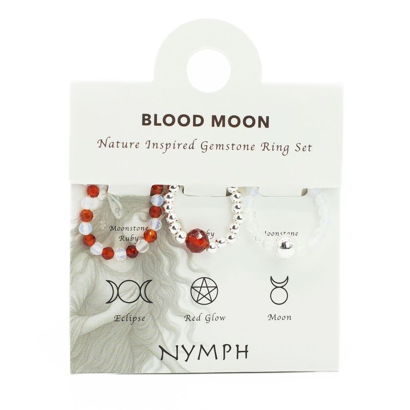 Parure Bagues Esprit des Nymphes – Lune de Sang - Gemmes rouge