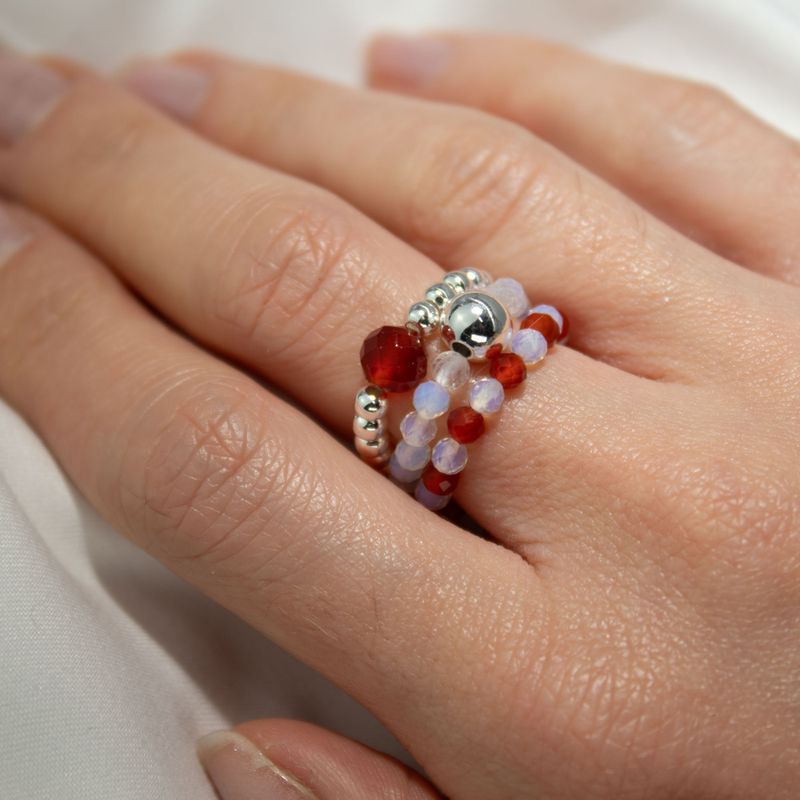 Parure Bagues Esprit des Nymphes – Lune de Sang - Gemmes rouge