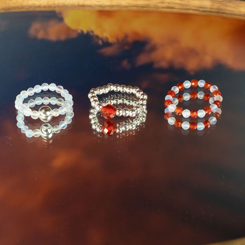 Parure Bagues Esprit des Nymphes – Lune de Sang - Gemmes rouge