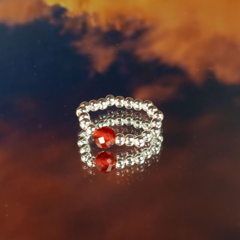 Parure Bagues Esprit des Nymphes – Lune de Sang - Gemmes rouge