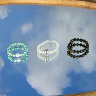 Parure Bagues Esprit des Nymphes – Océan Infini - Aigue-Marine, Turquoise, Obsidienne noire