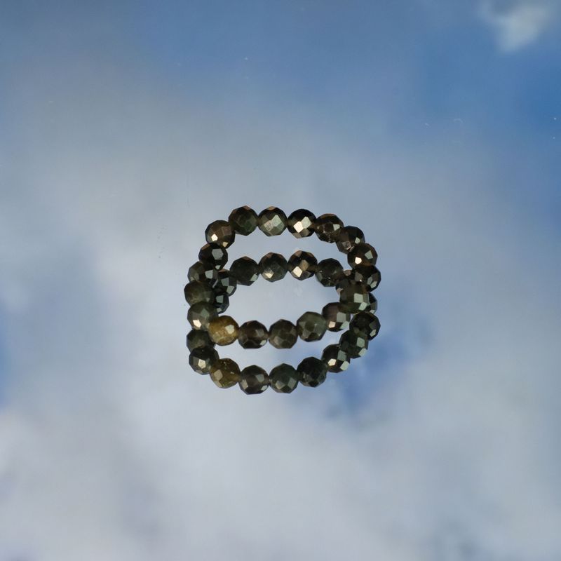 Parure Bagues Esprit des Nymphes – Océan Infini - Aigue-Marine, Turquoise, Obsidienne noire