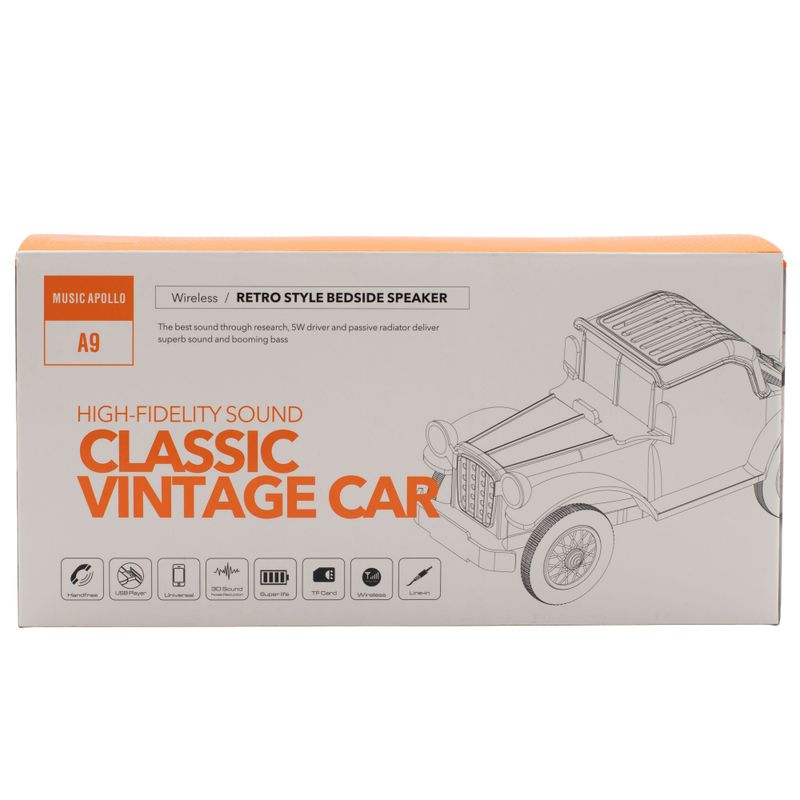 Haut-parleur Voiture Vintage Classique et support téléphone - Bluetooth - 5 watts