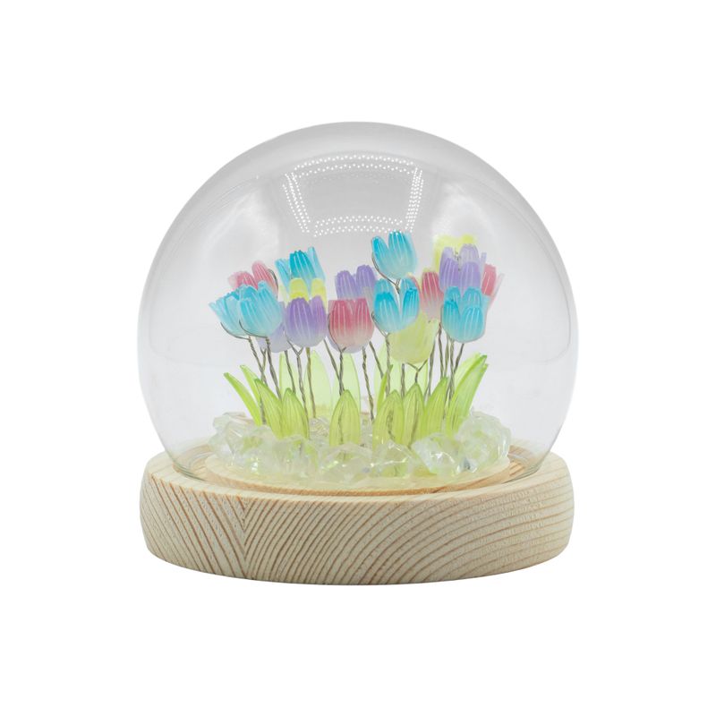 Dôme Jardin Floral - 20 Tulipes Multicolores - LED USB