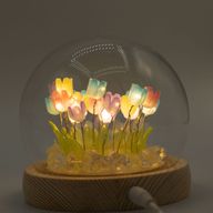 Dôme Jardin Floral - 20 Tulipes Multicolores - LED USB