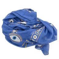 Nomad Sari  Paréo - Bleu Profond & Œil Porte-Bonheur Doré