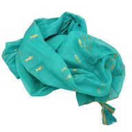 Nomad Sari  Paréo - Turquoise & Poissons Dorés