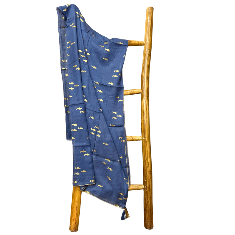 Nomad Sari  Paréo - Bleu Mer & Poissons Dorés